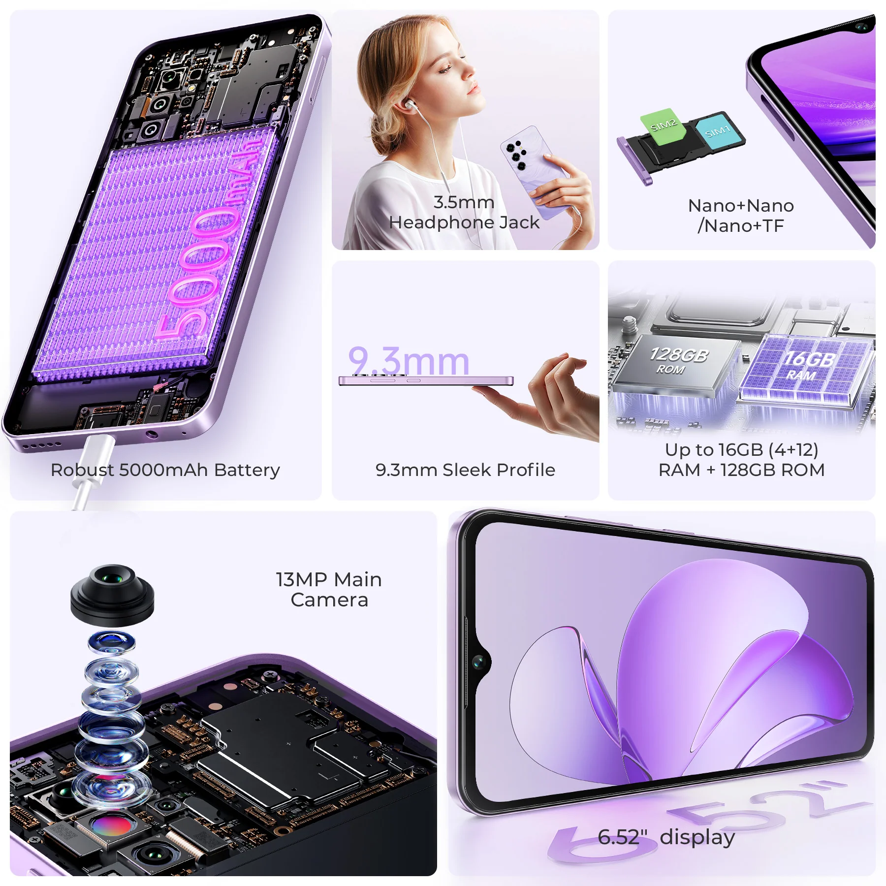 Oukitel C2 6.52-inch 5000mAh Battery 9.3mm Ultra-thin Body Smartphone(4GB+128GB) - Image 5