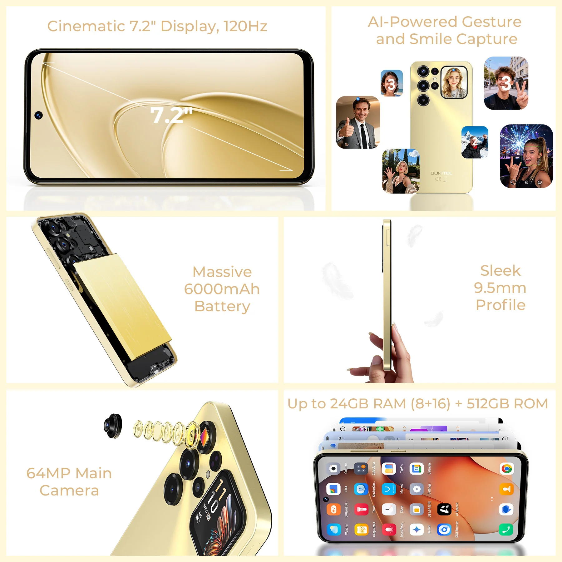 Oukitel C68 Plus 7.2-inch 6000mAh Battery 9.5mm Ultra-thin Body Smartphone(8GB+512GB) - Image 5