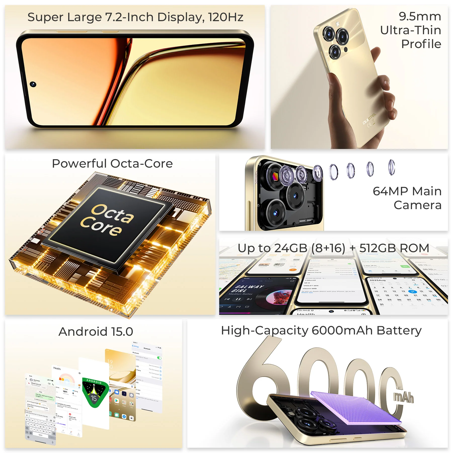 Oukitel C69 7.2-inch 6000mAh Battery 9.5mm Ultra-thin Body Smartphone(8GB+512GB) - Image 5