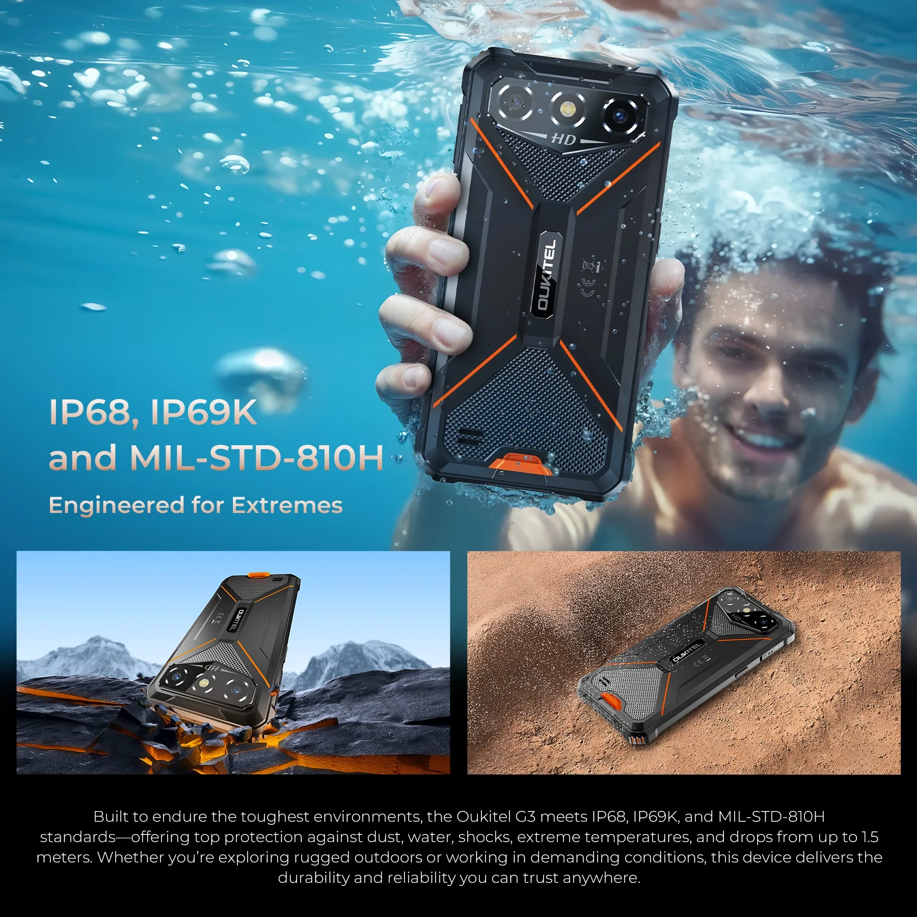 Oukitel G3 Rugged Phone 6'' HD+ Display 6300mAh Big Battery 13MP Camera Android 14(4GB+128GB) - Image 11