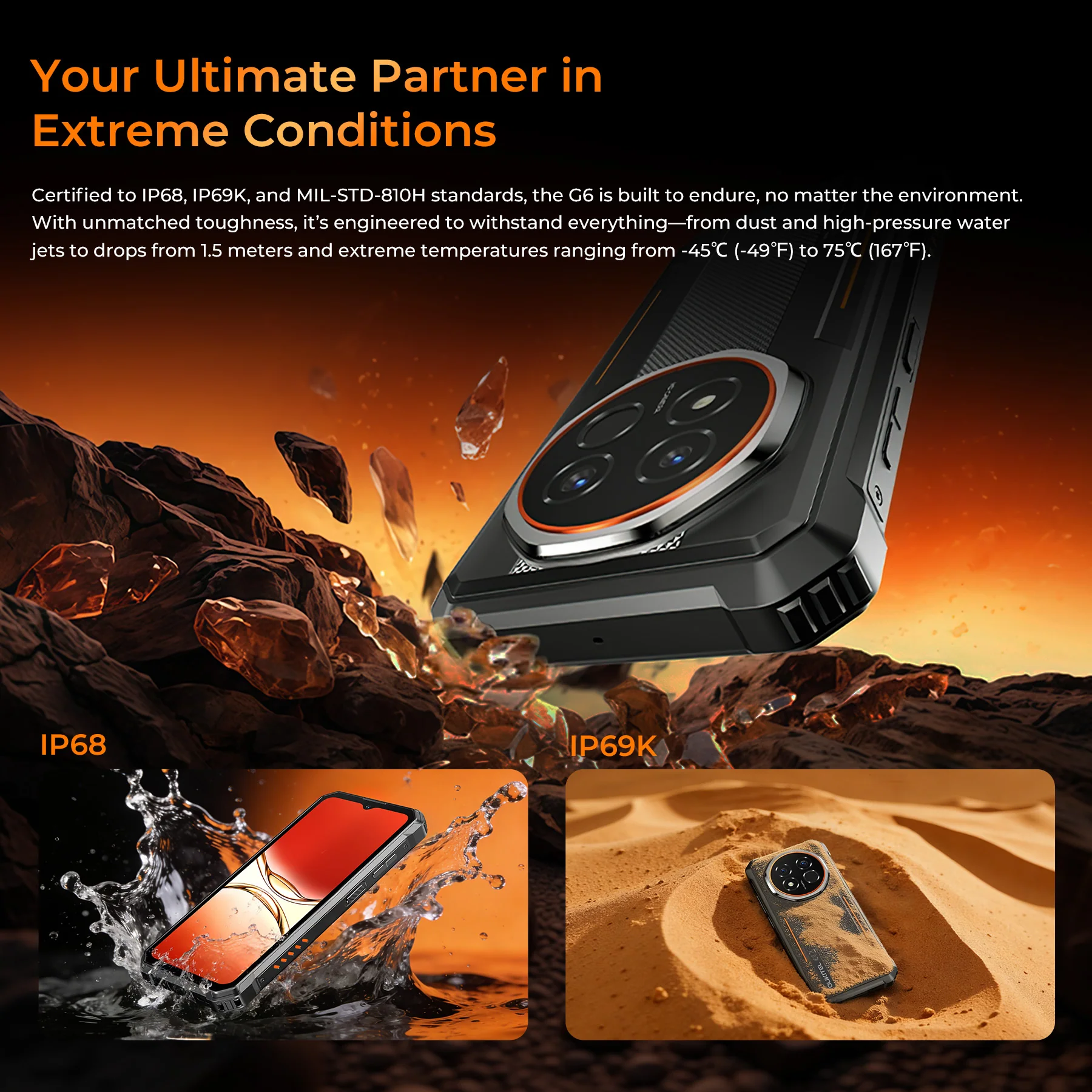 OUKITEL G6-EV 5G Rugged Phone 6.52'' HD+ Display 10,600mAh Big Battery 64MP Camera Android 16(8GB+256GB) - Image 7