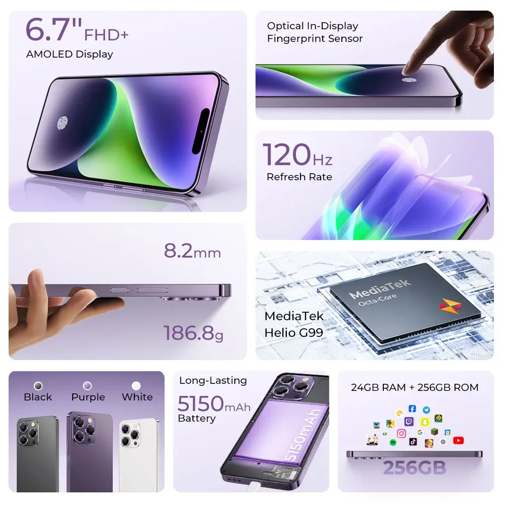 Oukitel P1 6.7-inch 5150mAh Battery 8.2mm Ultra-thin Body SmartPhone(8GB+256GB) - Image 4