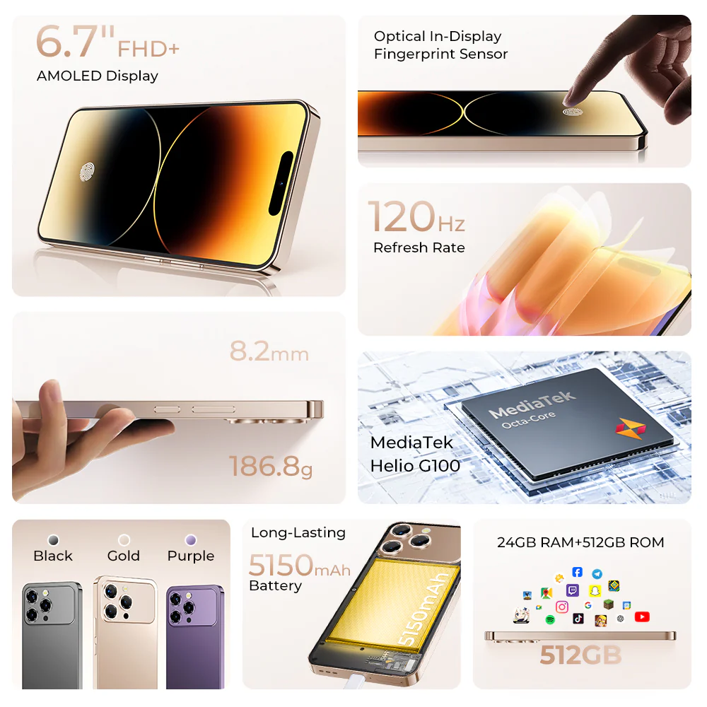 Oukitel P1 Pro 6.7-inch 5150mAh Battery 8.2mm Ultra-thin Body Smartphone(8GB+512GB) - Image 4