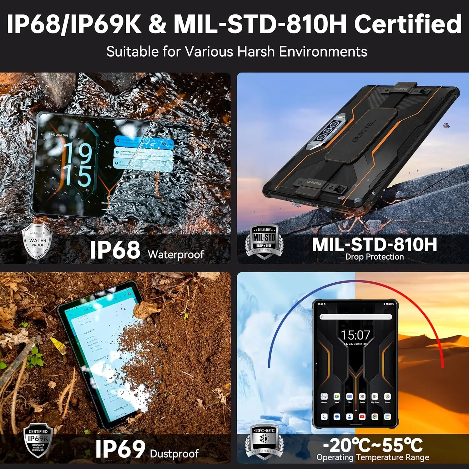 Oukitel RT8 Rugged-Tablet 11-Zoll 2K Display 20000mAh Akku 48MP Sony-Kamera（Mit Ständer ） - Image 7
