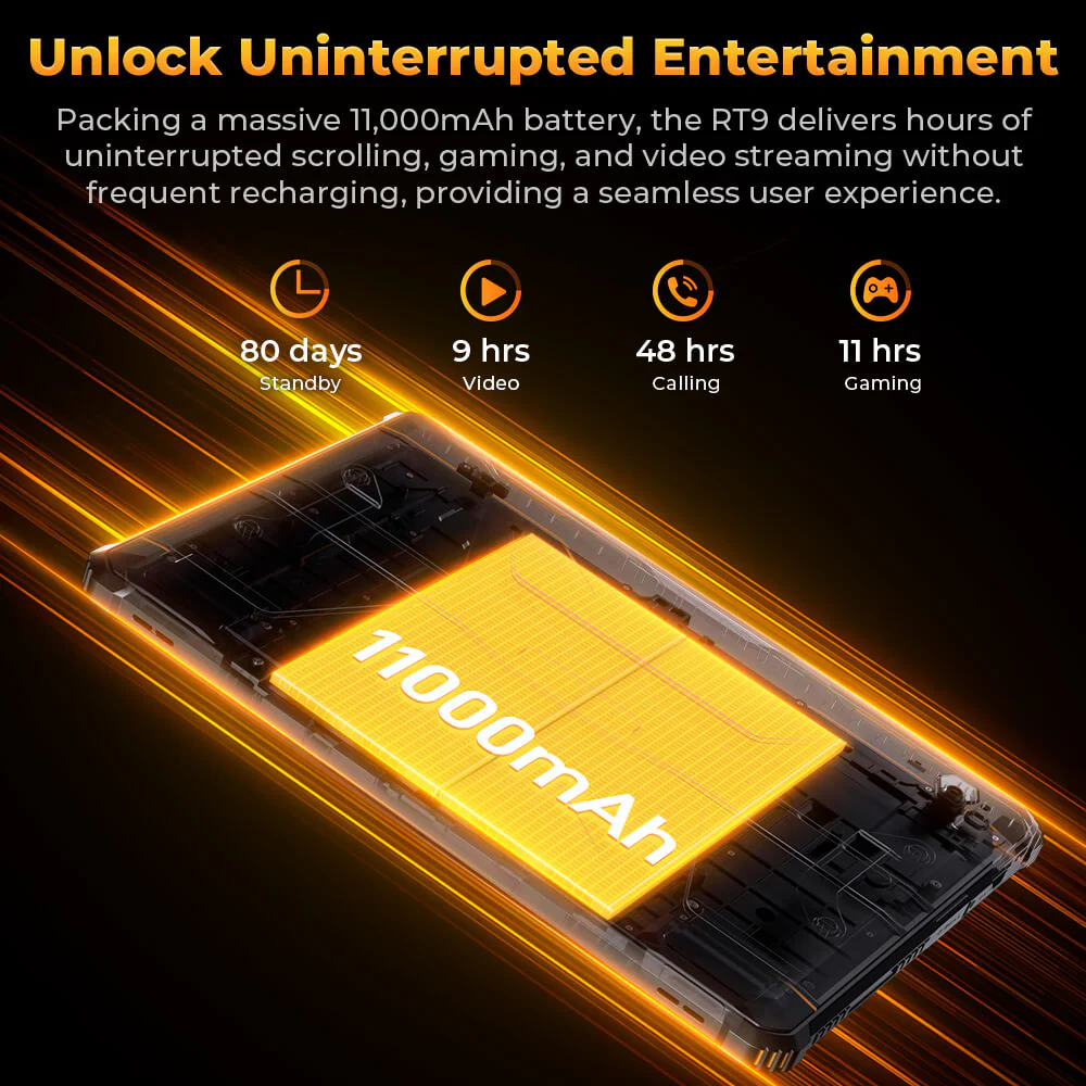Oukitel RT9 Rugged Tablet 10.1-inch 2K 11000mAh Big Battery 16MP Camera Android 14 (24GB+256GB) - Image 8