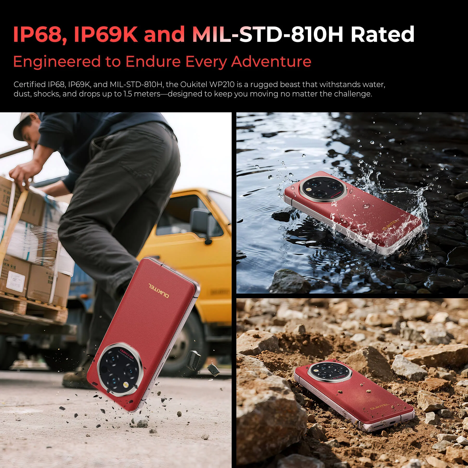Oukitel WP210 5G Rugged Phone 6.7'' FHD+ Display 8800mAh Big Battery 108MP Camera Android 15(12GB+512GB NFC) - Image 10