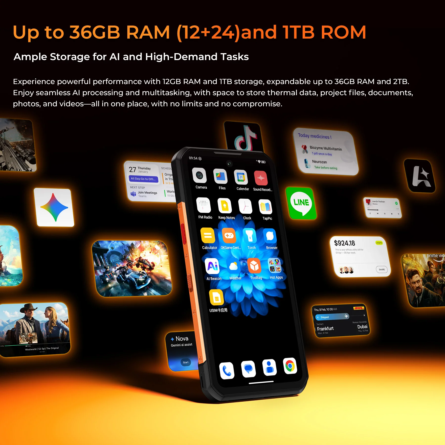 OUKITEL WP500 5G Rugged Phone 6.78'' FHD+ Display 10,000mAh Big Battery 108MP Camera Android 16(12GB+1TB) - Image 8