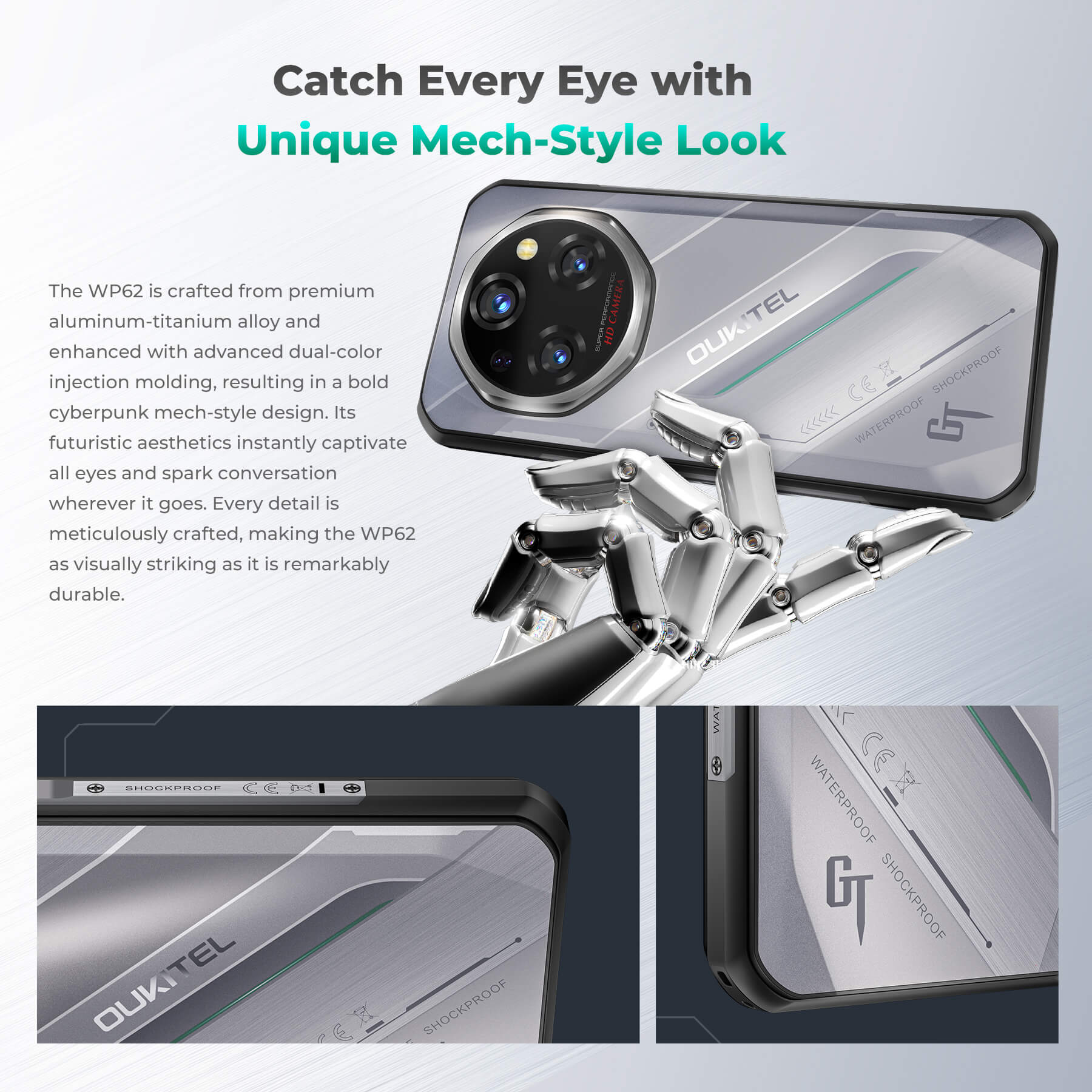 Oukitel WP62 5G Rugged Phone 6.6-inch 11000mAh Battery 108MP Android 15 with NFC(16GB+512GB) - Image 4