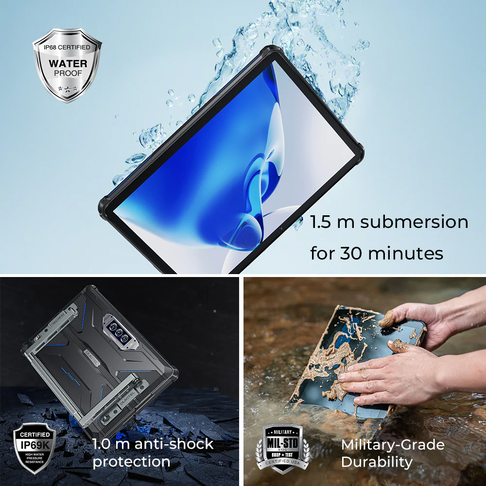 Oukitel RT7 5G 10-Zoll 32000mAh Akku IP68 IP69K Android 15 Rugged-Tablet (12+512GB) - Image 6