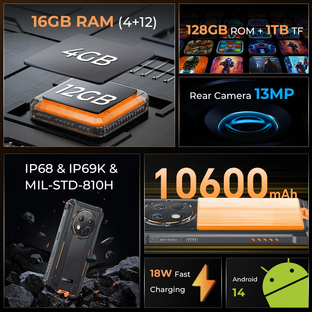 OUKITEL WP28E Outdoor Handy 10600mAh  Android 14 8GB RAM + 64GB ROM 6,52 Zoll - Image 2